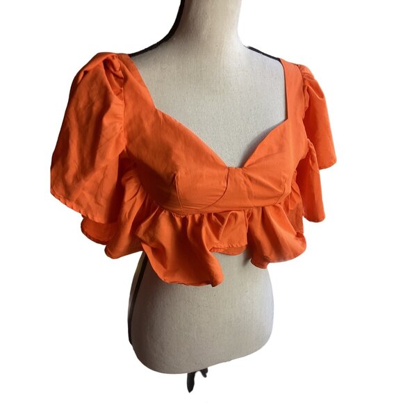 Women's Live 4 Truth Balloon Sleeve Crop Top * Small* Orange *Sissy *EUC - Picture 1 of 7